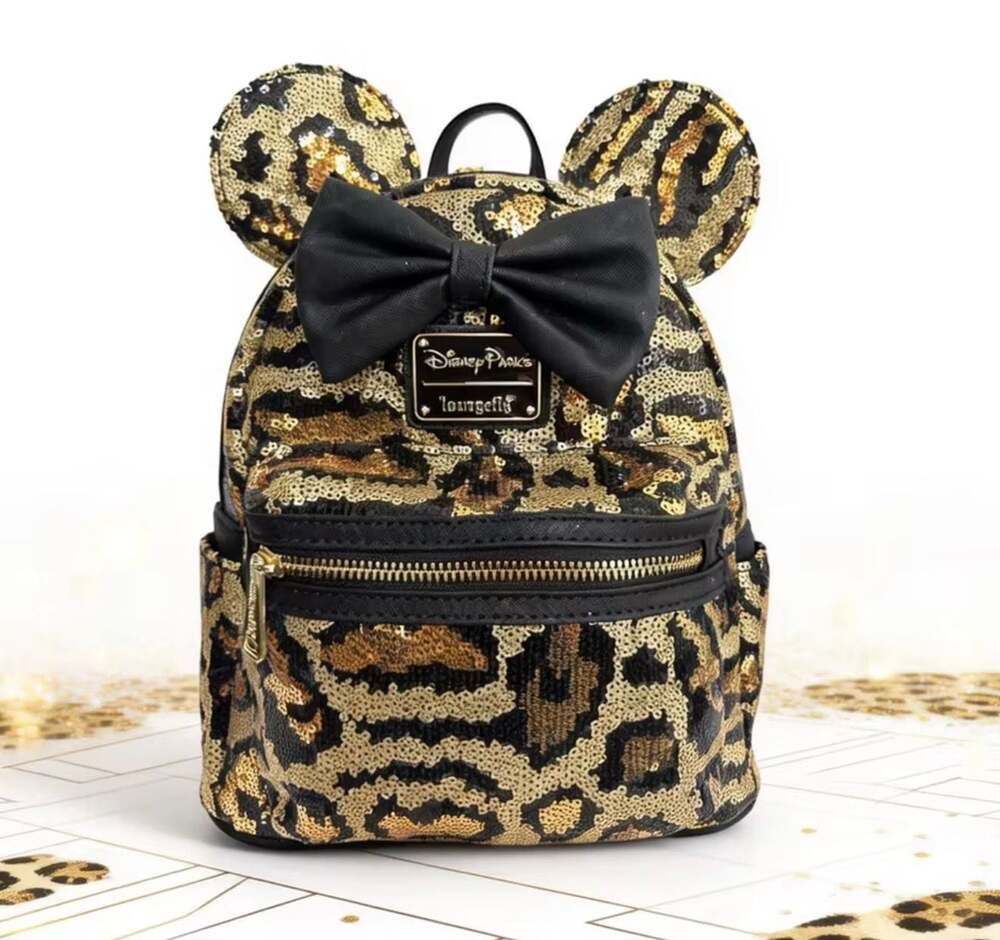 Disney Parks Loungefly Animal Kingdom Leopard Sequin Minnie Mouse Mini Backpack